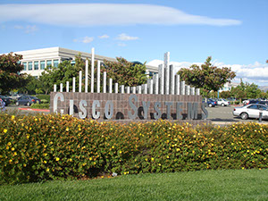 Signage of Cisco Systems in front of Cisco Building.